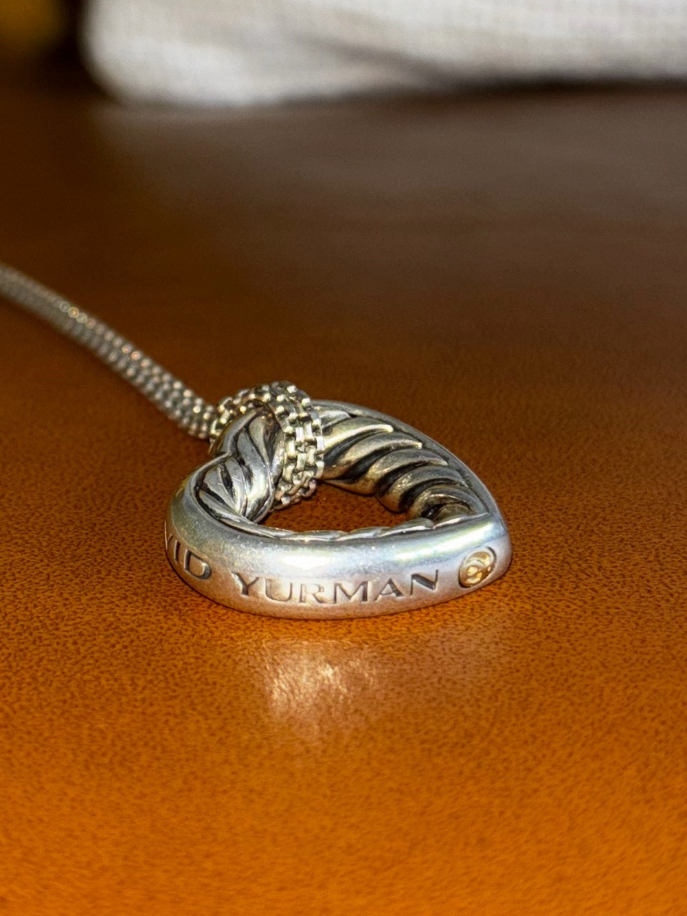 David Yurman Silver Cable Heart Pendant Necklace - Picture 8 of 13